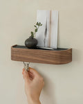 Kazai. Key Holder 'Toke' | Minimalist Key Hook Design from Berlin | Modern Key Holder Wall Mount with Wooden Shelf