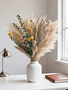 Boho Decor Bouquet - Pampas Grass,Eucalyptus,Lavender,Bunny Tail,Billy Balls 16~17inch Natural Dried Flowers for Home